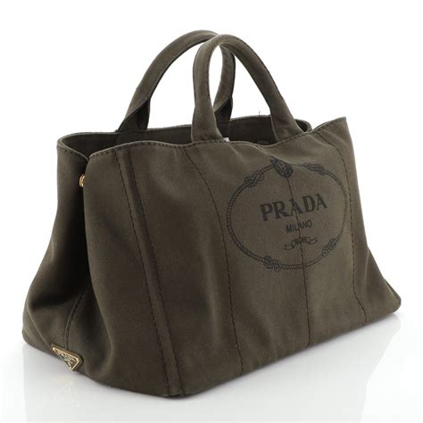 prada canapa tote bag size|Prada canvas tote large.